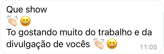 Mensagem de cliente da West elogiando o trabalho