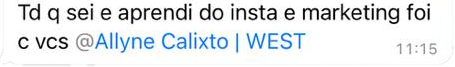 Mensagem de cliente da West elogiando o trabalho