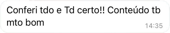 Mensagem de cliente da West elogiando o trabalho